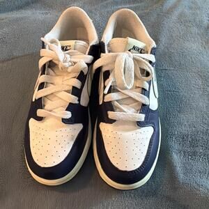 Nike Dunk Low White Navy Blue Sneakers Women’s Athletic Shoes Lace Up